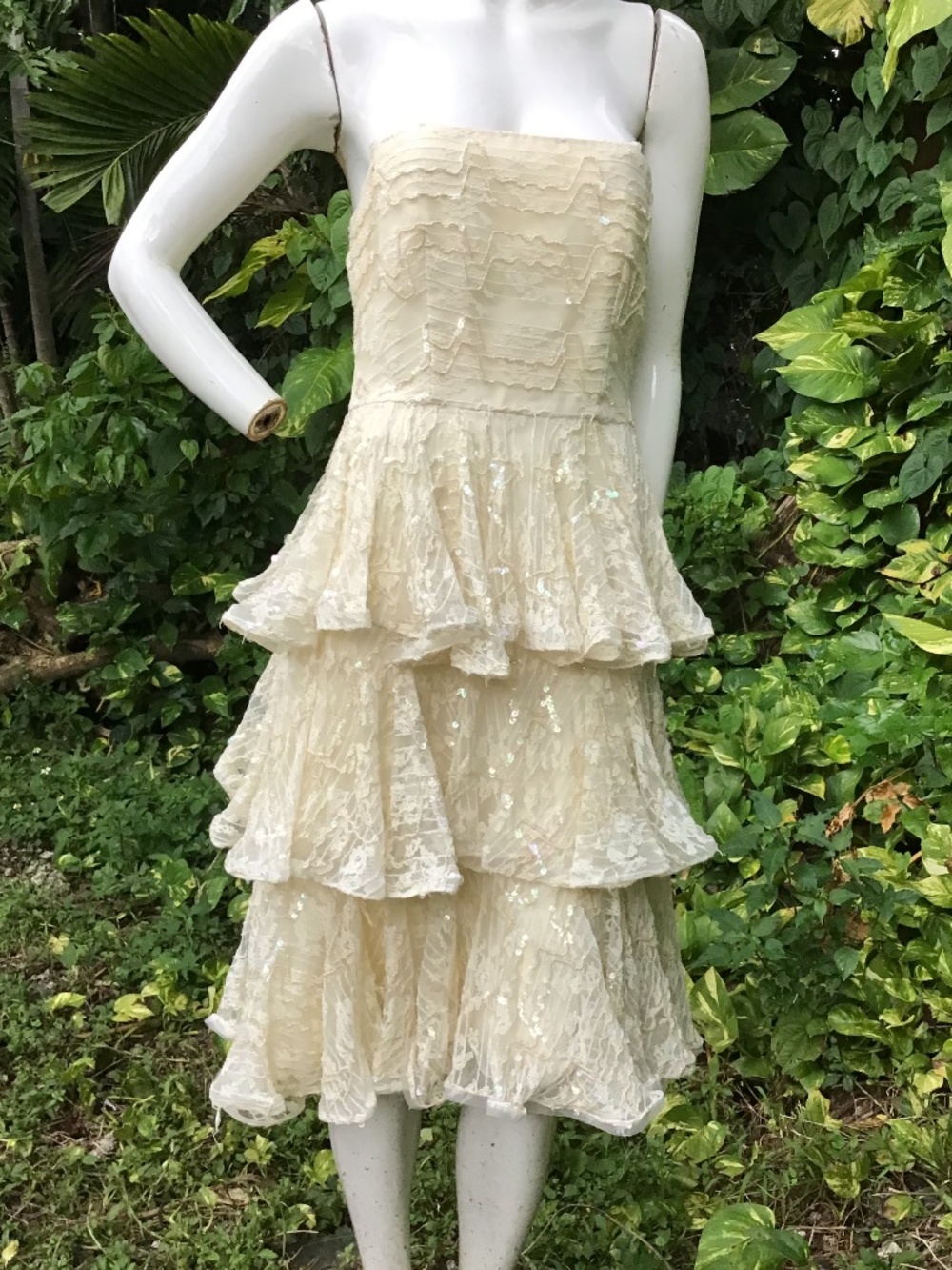 Vintage silk 3 tired lace and sequins Dress